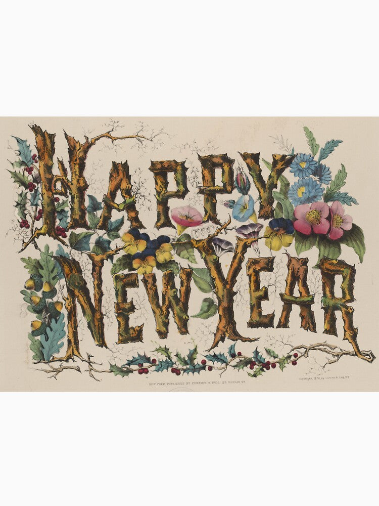 Vintage Happy New Year Illustration (1876) by BravuraMedia