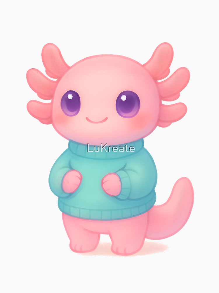 Cozy Axolotl – Kawaii Pink Cutie in a Sweater by LuKreate
