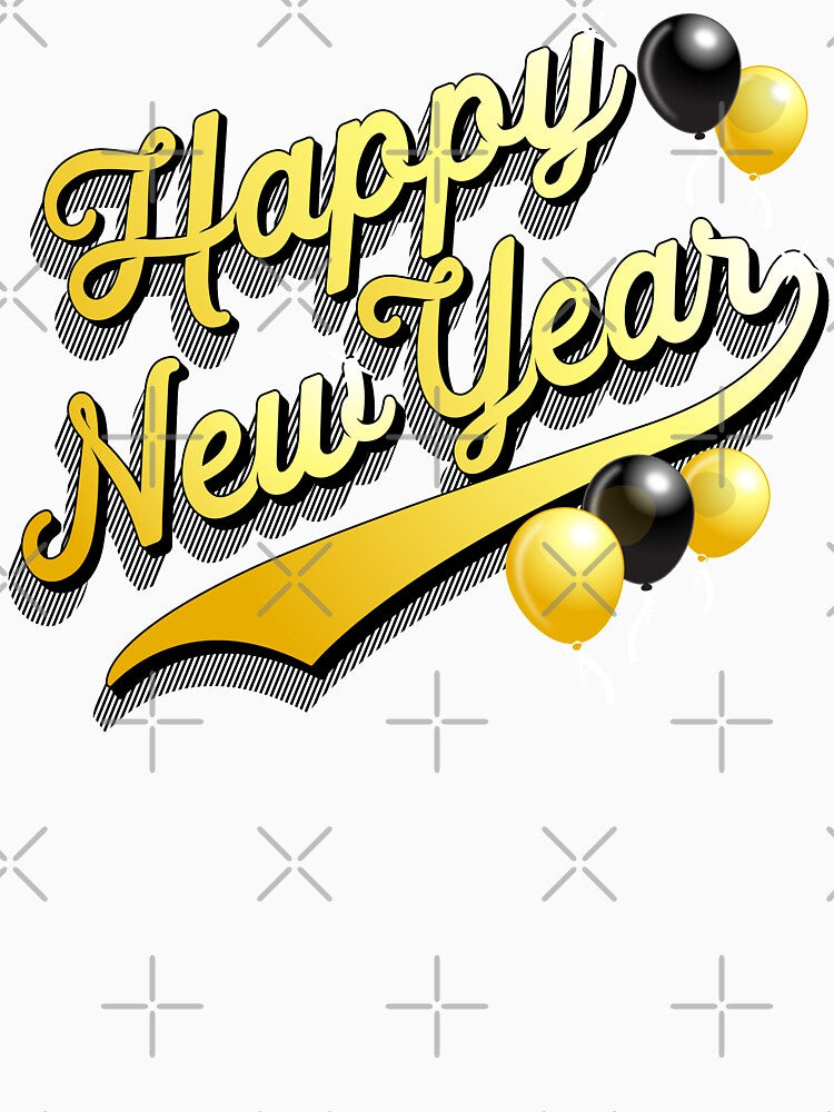Happy New Year! with Black and Gold Balloons by ChattanoogaTee