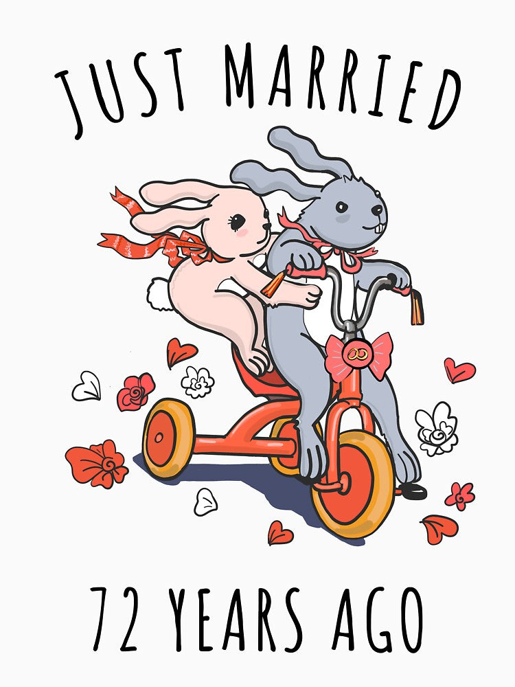 Just Married 72 Years Ago - 72nd Anniversary Couple Bunnies Tee, Phone Cases And Other Gifts by MemWear