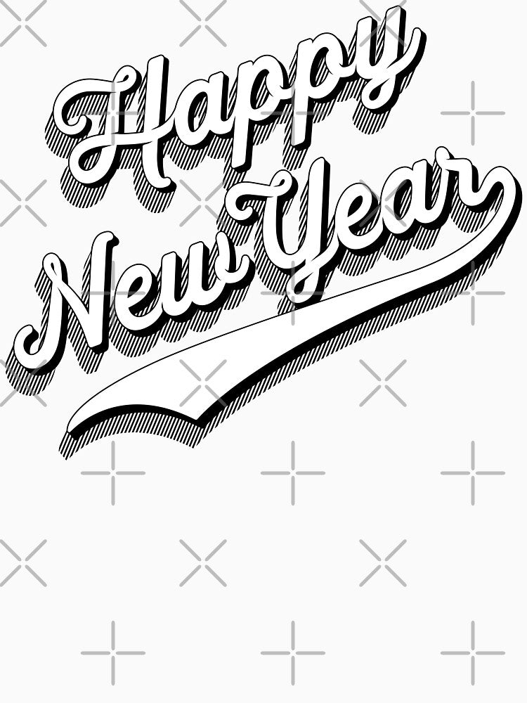Happy New Year! Black and White Sport Font by ChattanoogaTee