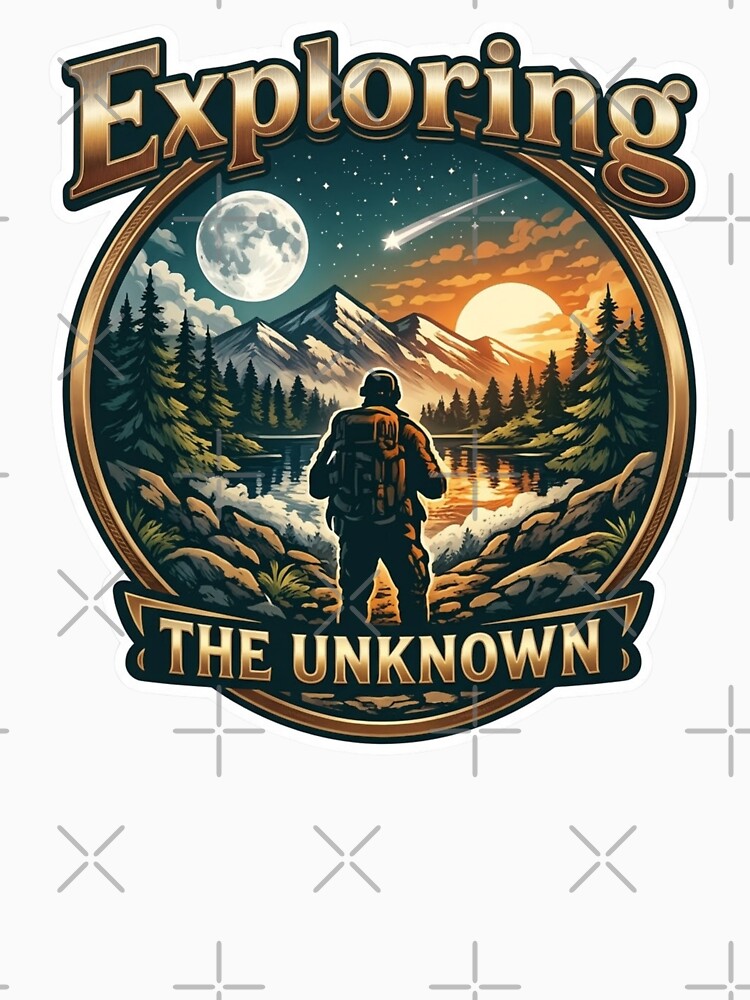 Exploring The Unknown - Premium Day and Night Wilderness Adventure Emblem by Psychlee Best Finds