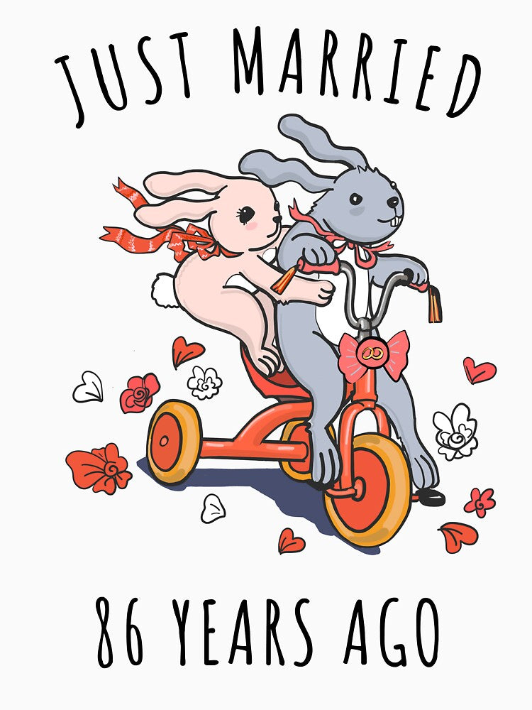 Just Married 86 Years Ago - 86th Anniversary Couple Bunnies Tee, Phone Cases And Other Gifts by MemWear