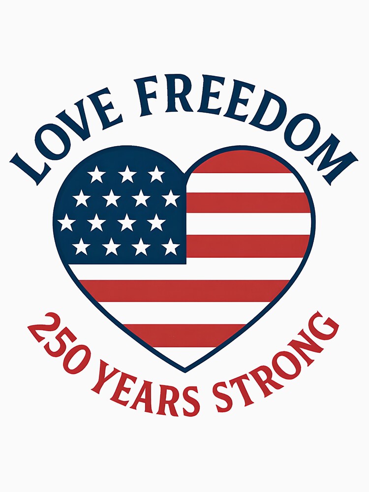 Love Freedom – 250 Years Strong Patriotic Heart Design by HANG ON STUDIO