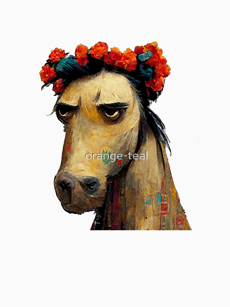 Long faced horse by orange-teal