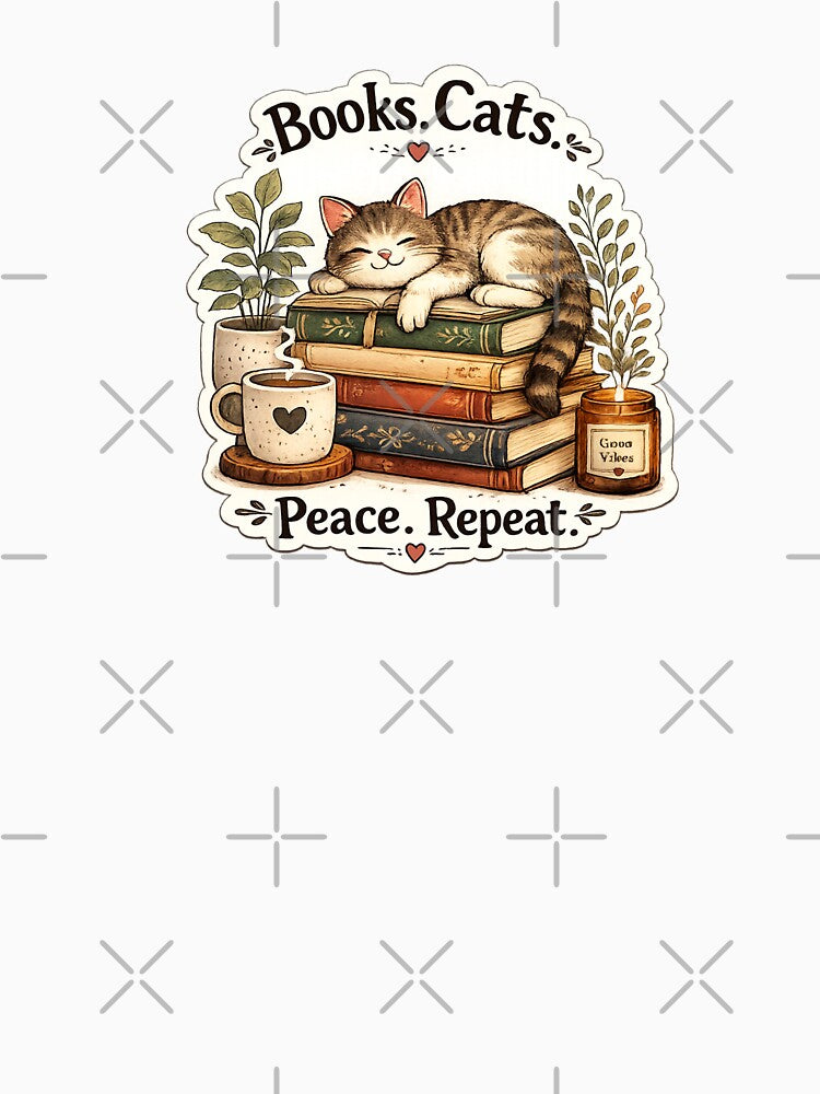Books Cats Peace Repeat Cozy Reader by KindredPaws