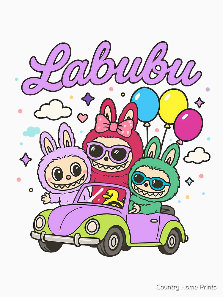 Cute fuzzy monster car by Country Home Prints