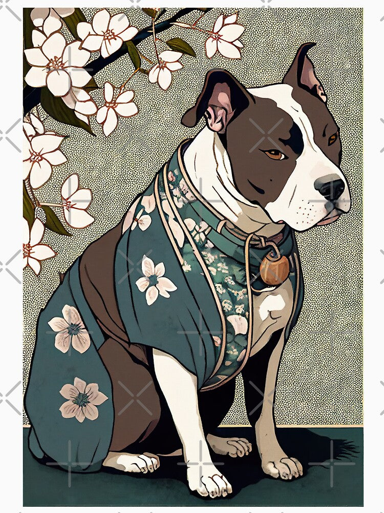 Brown and White dog - Japanese style by KoolArtDistrict