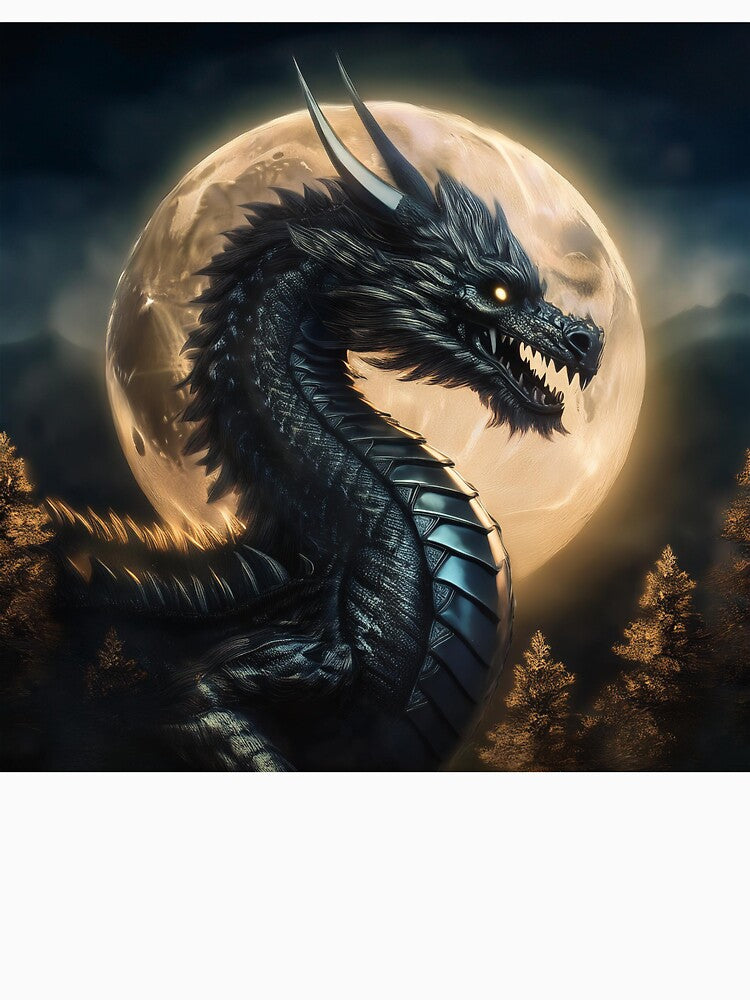 Strong black dragon in the moonlight by BAR DEC