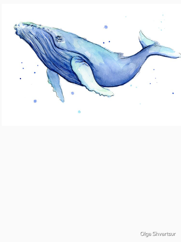 Humpback Whale Blue Watercolor Painting by Olga Shvartsur