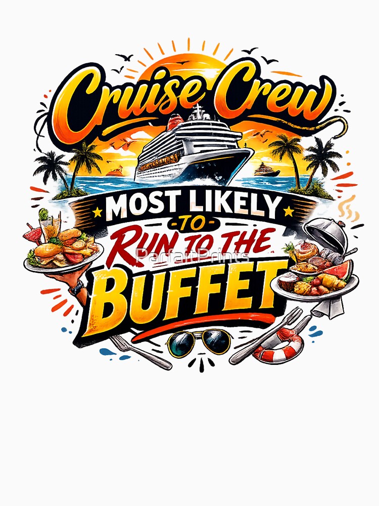 Cruise Crew - Most Likely to Run to the Buffet - Funny Cruise Shirts - Matching Vacation Shirts by ParfaitPrints