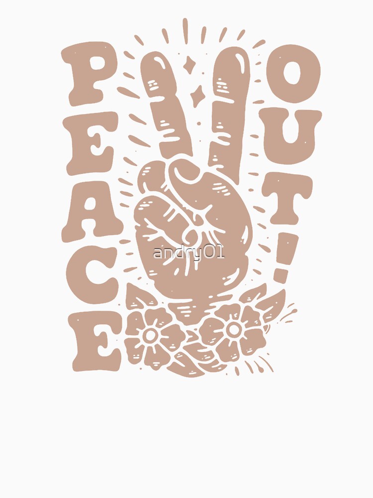 Peace Out Hand Sign – Retro Hippie Flower Power Art by andry01