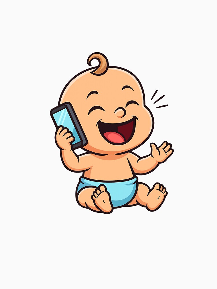Laughing Baby on the Phone – Cute Cartoon Design by luckyyouth