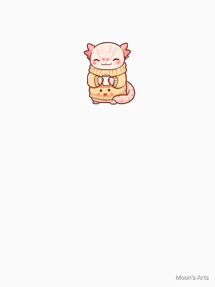 Kawaii Axolotl Drinking Coffee | Cute Chibi Axolotl Sticker & Pastel Aesthetic Merch by Moon's Arts
