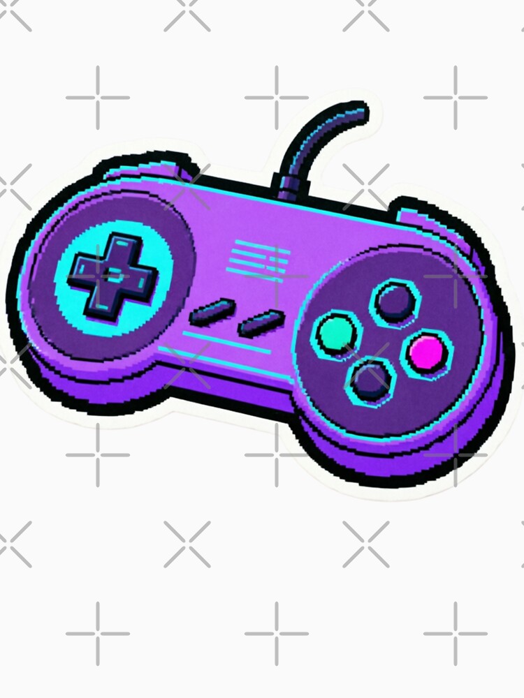 Retro Gaming Controller Sticker | Neon Pixel Art SNES Gamer Gift by Arg Designer