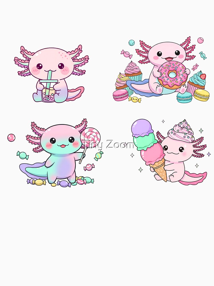 Happy Sweet Axolotl - Cute Kawaii Pastel by Tiny Zoom