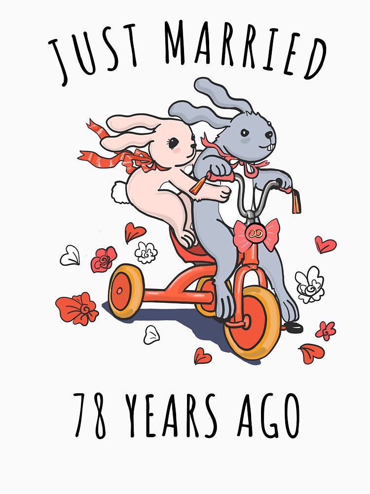 Just Married 78 Years Ago - 78th Anniversary Couple Bunnies Tee, Phone Cases And Other Gifts by MemWear