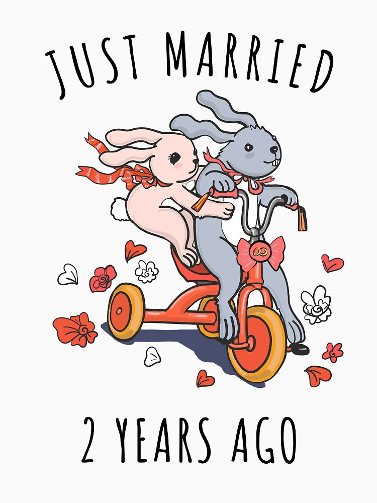 Just Married 2 Years Ago - 2nd Anniversary Couple Bunnies Tee, Phone Cases And Other Gifts by MemWear