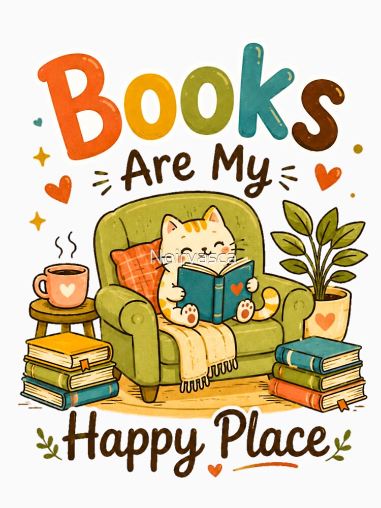 Books Are My Happy Place Cute by Noirvasca