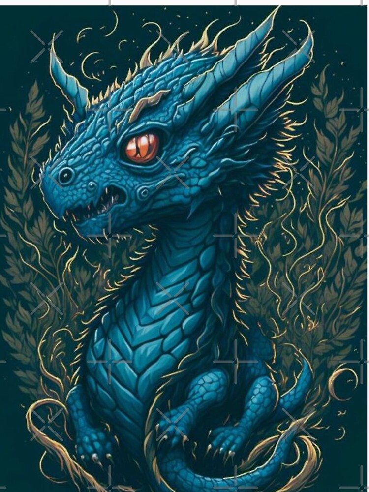 Detailed Baby Dragon Print - Dark Background by TGAL2