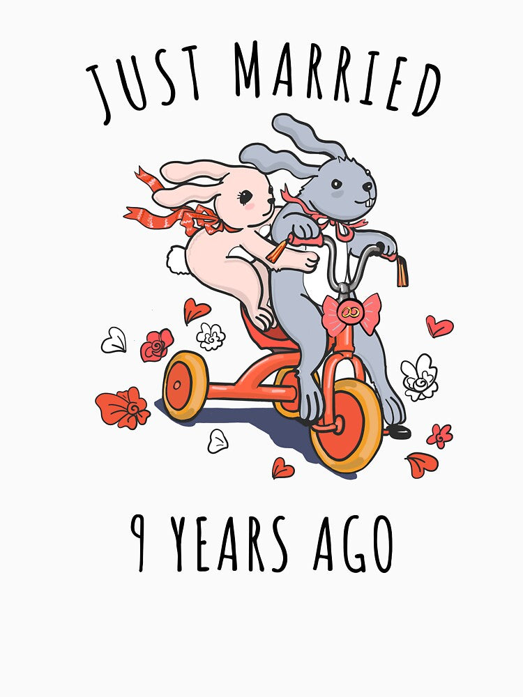 Just Married 9 Years Ago - 9th Anniversary Couple Bunnies Tee, Phone Cases And Other Gifts by MemWear