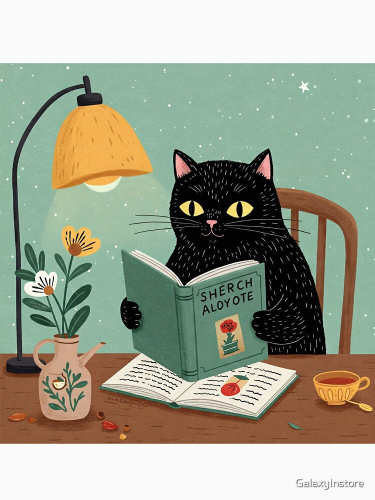 Literary Cat – Cozy Book Lover T-Shirt by GalaxyInstore