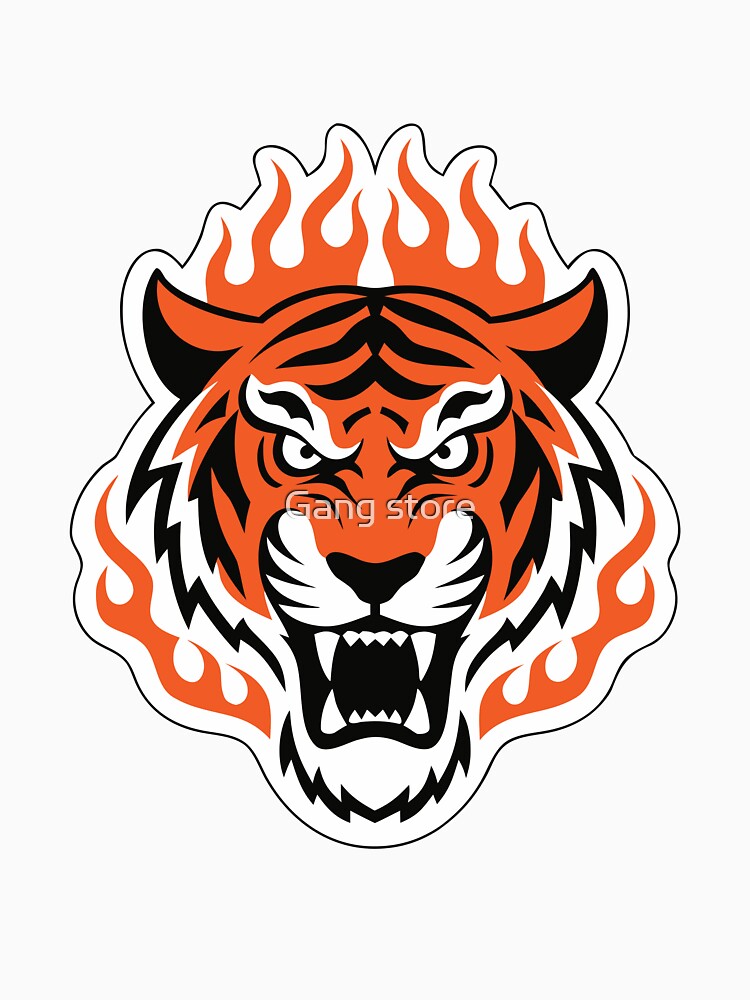 Flaming Tiger Head Sticker Design by Gang store