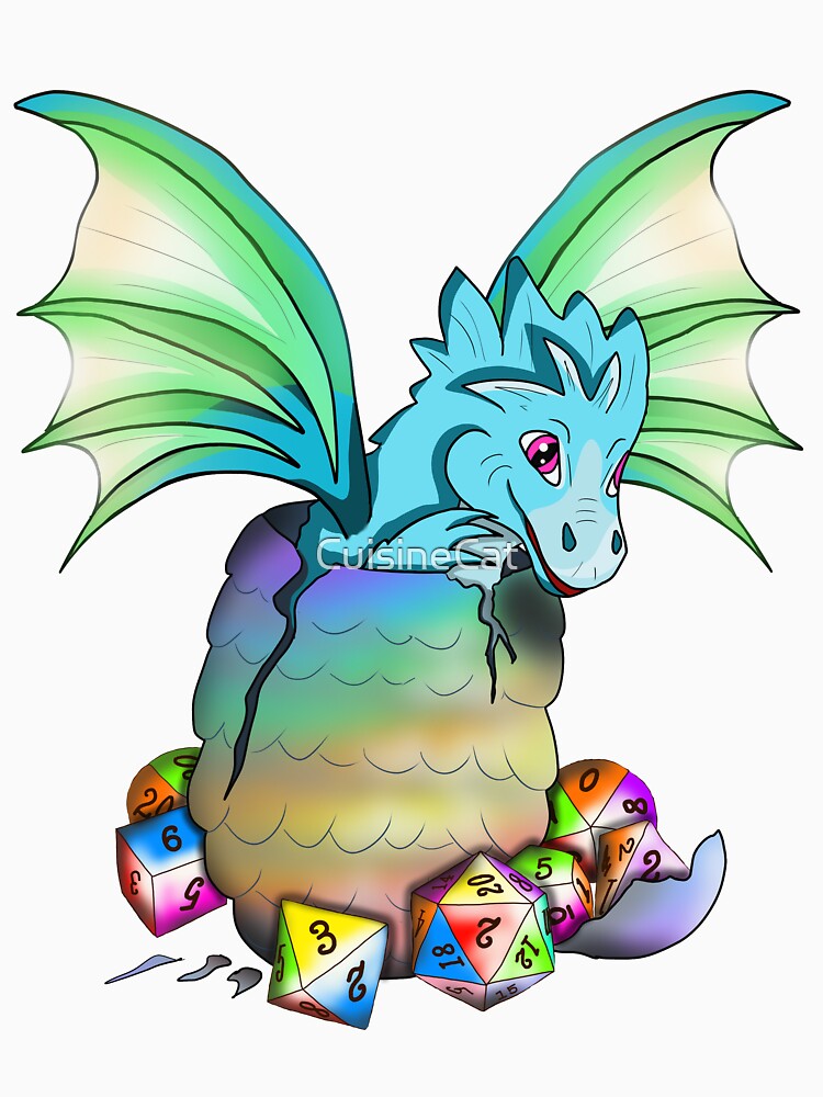 baby dragon with dnd dice by CuisineCat
