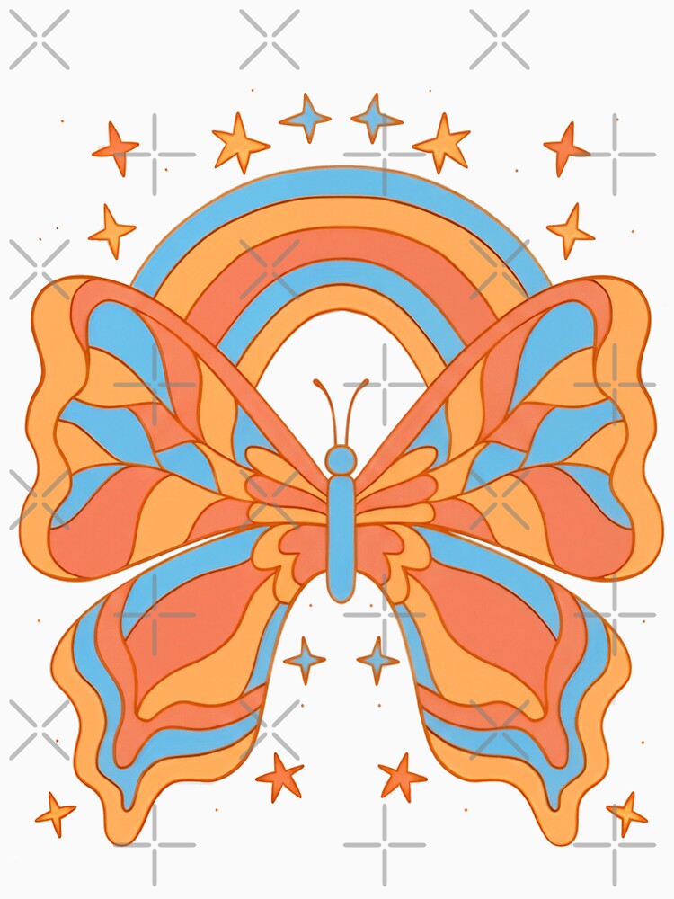 Groovy Butterfly with Rainbow Stars by Randomundi