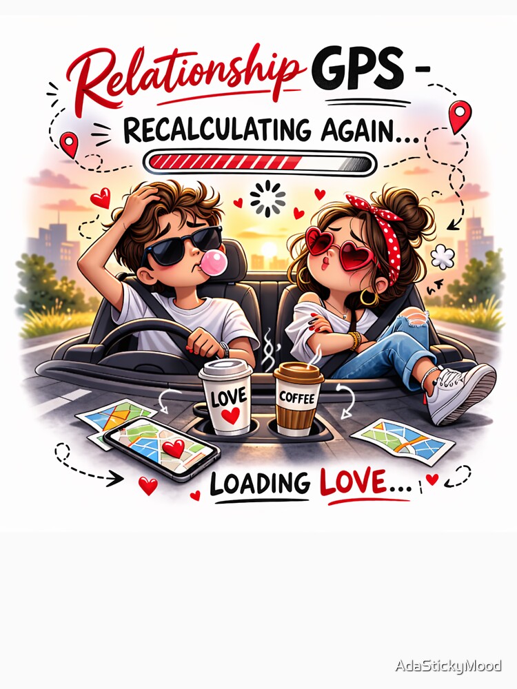 Relationship GPS - Recalculating Again Funny Couple Sticker by AdaStickyMood