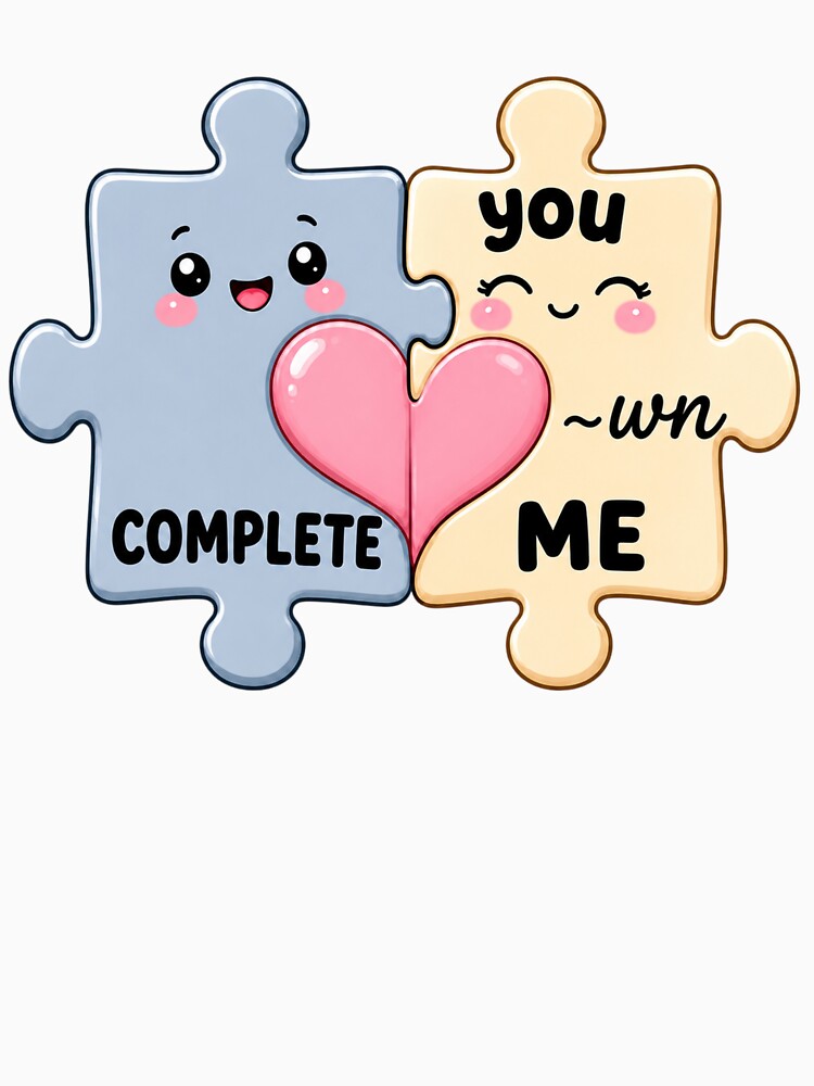 You Complete Me | Kawaii Couple Puzzle Piece Love Art by Dulxoz