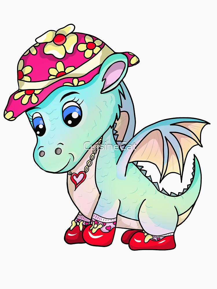 baby dragon in a cute pink hat by CuisineCat