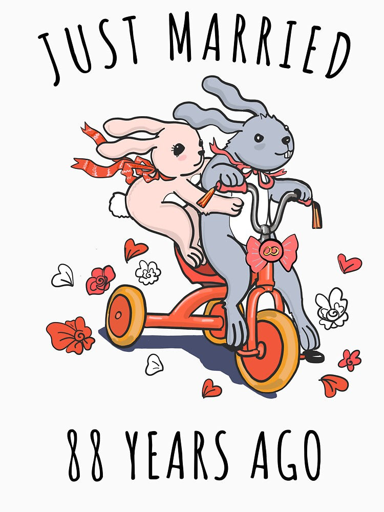 Just Married 88 Years Ago - 88th Anniversary Couple Bunnies Tee, Phone Cases And Other Gifts by MemWear