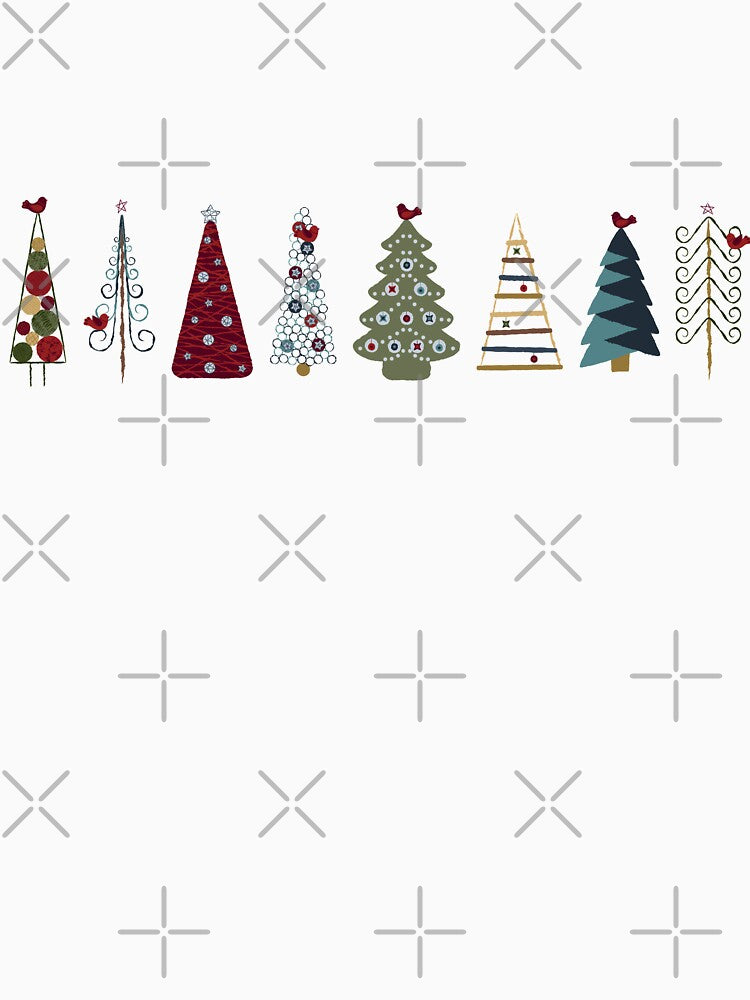 Swedish Minimalist Christmas Trees Pattern - Vintage Red and Green by WickedRefined - Nicole Demereckis
