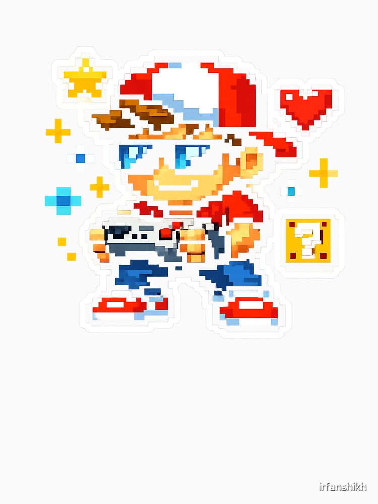 Retro Pixel Gamer Boy Sticker – Cute 8 Bit Gaming Character With Controller by irfanshikh