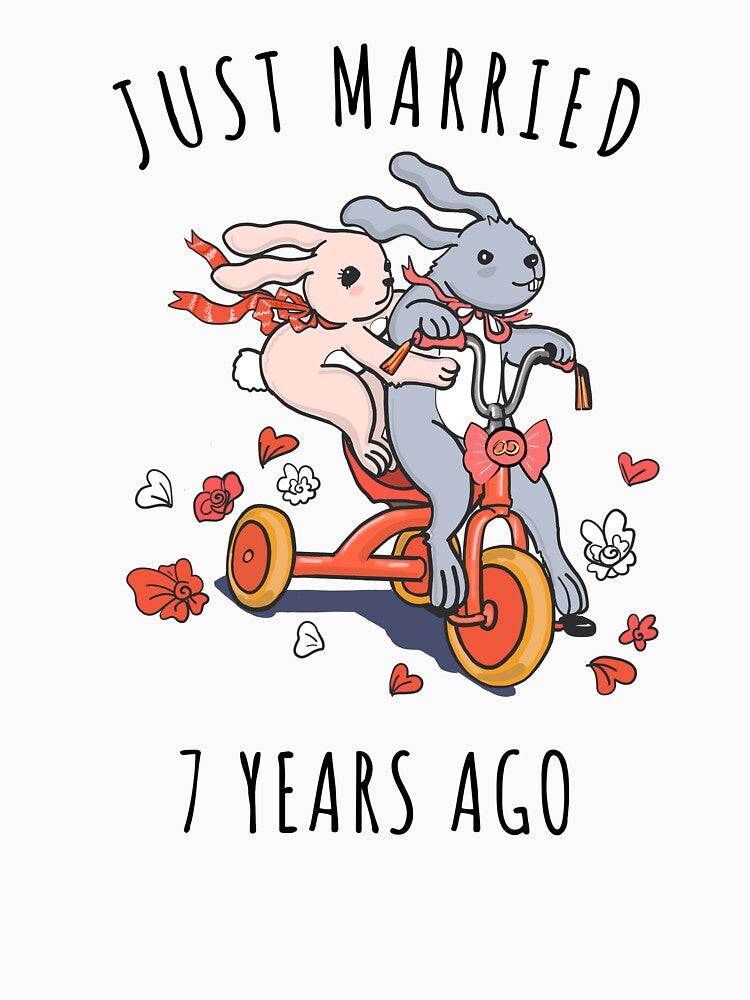 Just Married 7 Years Ago - 7th Anniversary Couple Bunnies Tee, Phone Cases And Other Gifts by MemWear