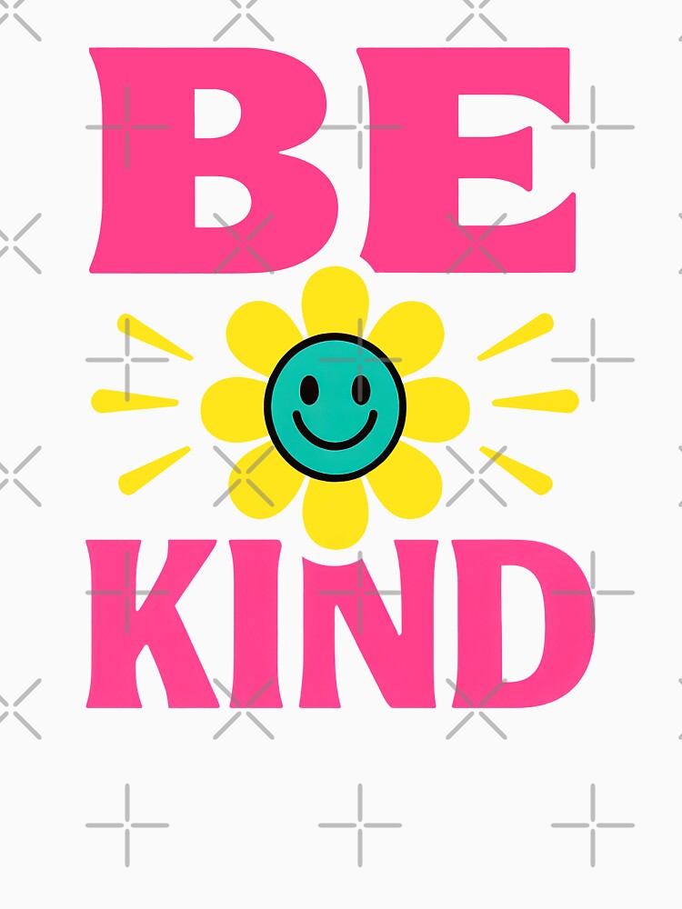 Be Kind Retro Flower – Positive Vibes Smiley Flower Design by Vibrantdream