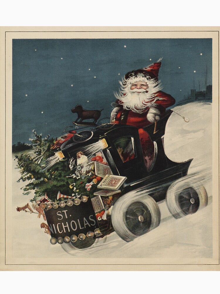 Vintage Santa Claus in a Motorized Sleigh (1920) by BravuraMedia