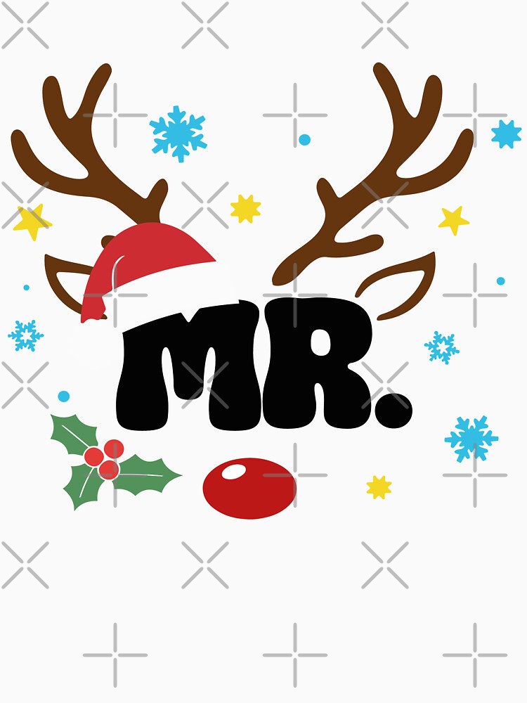Mr And Mrs Claus Christmas Couples Matching | Reindeer Santa Hat | by MonkaDesigns