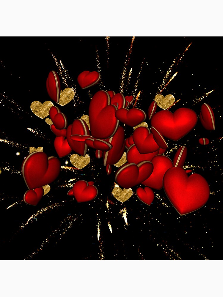 RED AND GOLD HEARTS BURSTING by Steven  LaRussa