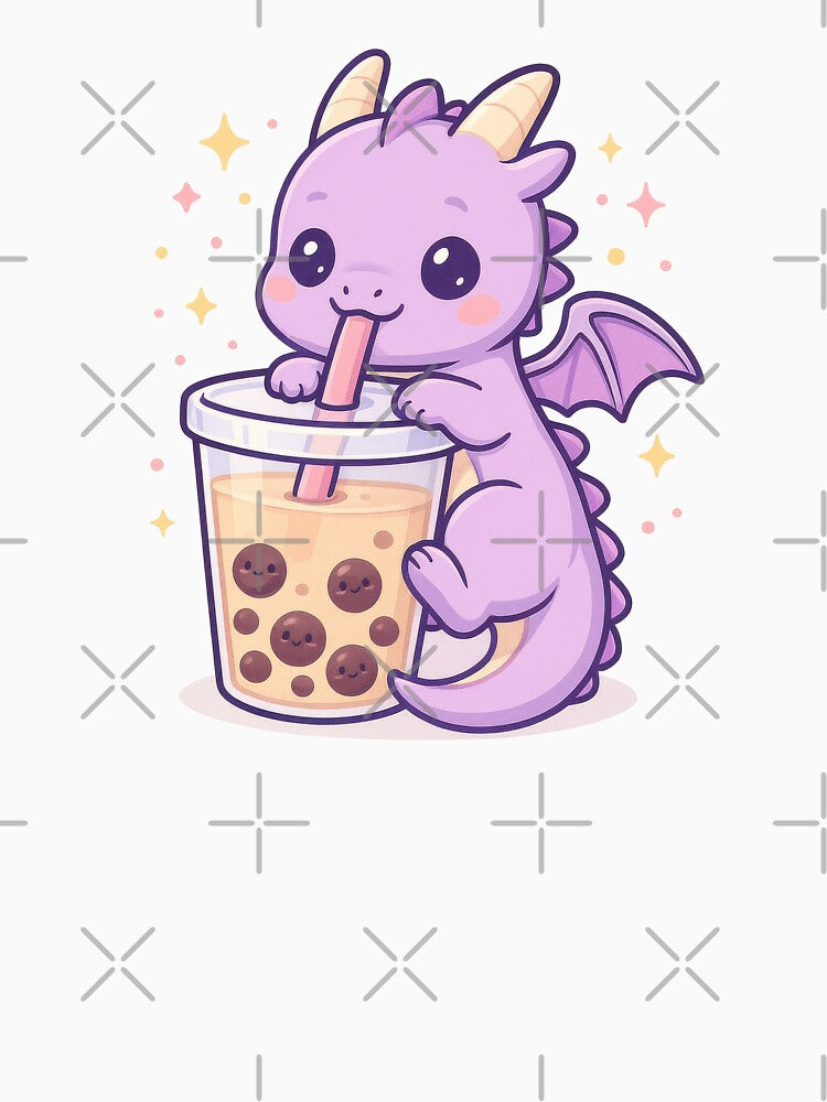 Kawaii Bubble Tea Dragon – Cute Boba Tea Lover Fantasy Art by Vibrantdream