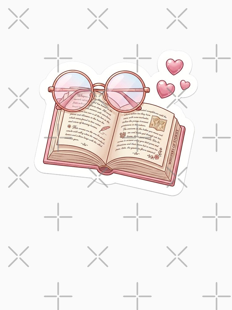 Book and Glasses Sticker | Aesthetic Reader Sticker | Bookworm Sticker | BookTok Sticker | Pink Reading Sticker by CUTE & FUN CREATIONS