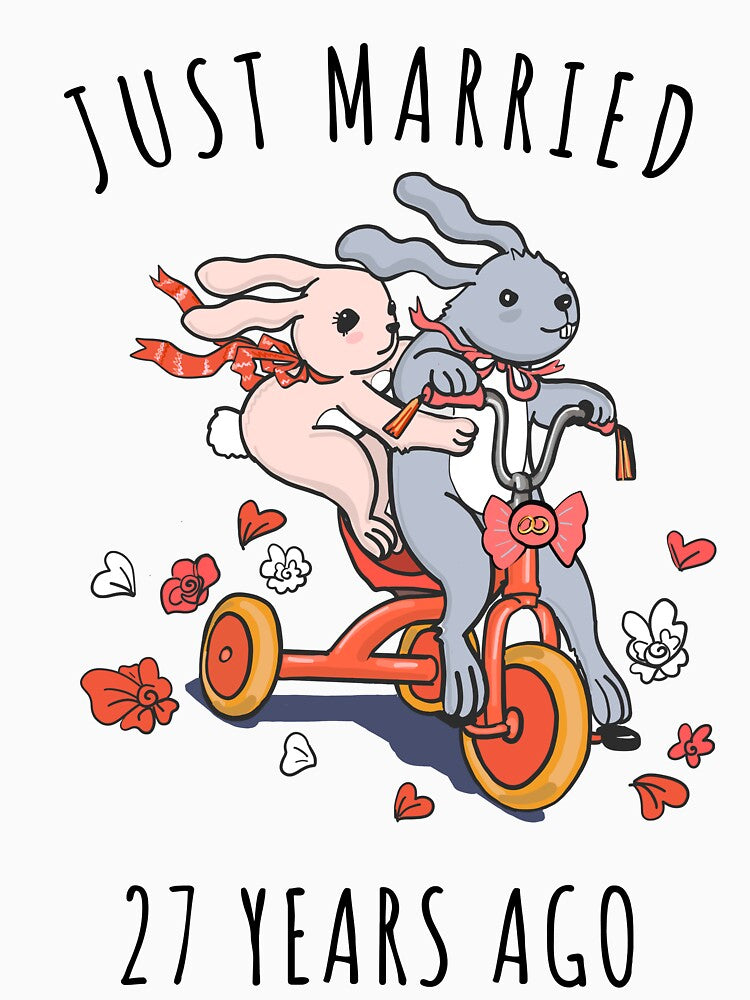 Just Married 27 Years Ago - 27th Anniversary Couple Bunnies Tee, Phone Cases And Other Gifts by MemWear