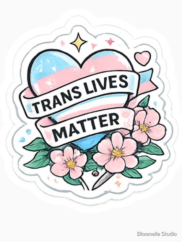 Trans Lives Matter Floral Heart by Bloomelle Studio