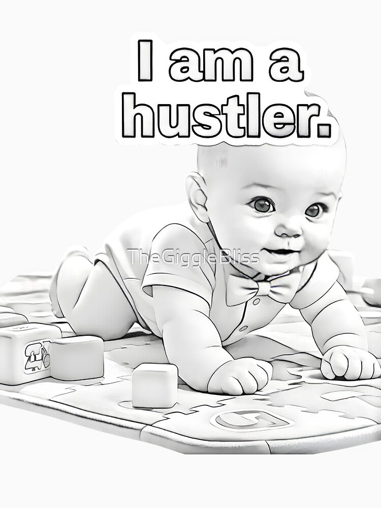 Baby Hustler – Cute Motivational Boss Baby Crawling Illustration by TheGiggleBliss