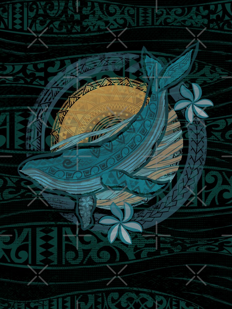 Vintage Samoan  - Hawaiian  - Polynesian Tribal WHALE by sunnthreads