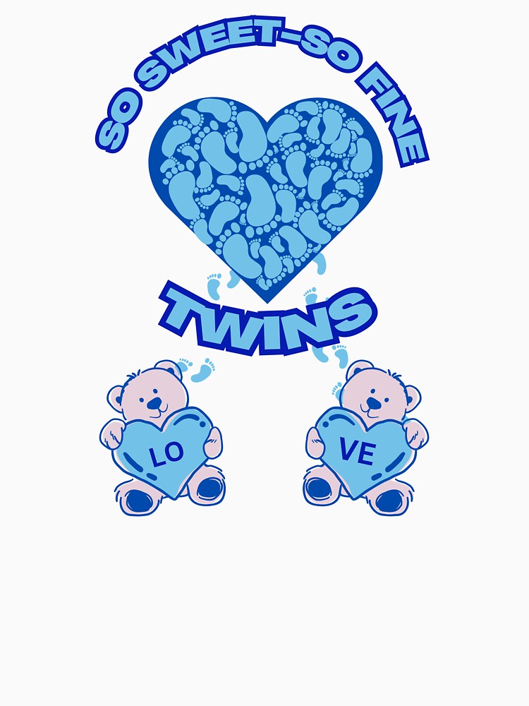 Baby twin boys love blue and with cute teddy bears and tiny footprints by DeeDeeDelights