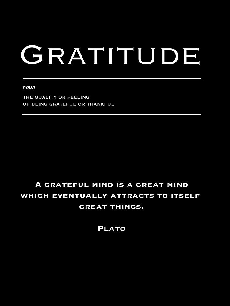 Gratitude - Motivational Inspirational Corporate Office Wall Art Black and White by Read This Already