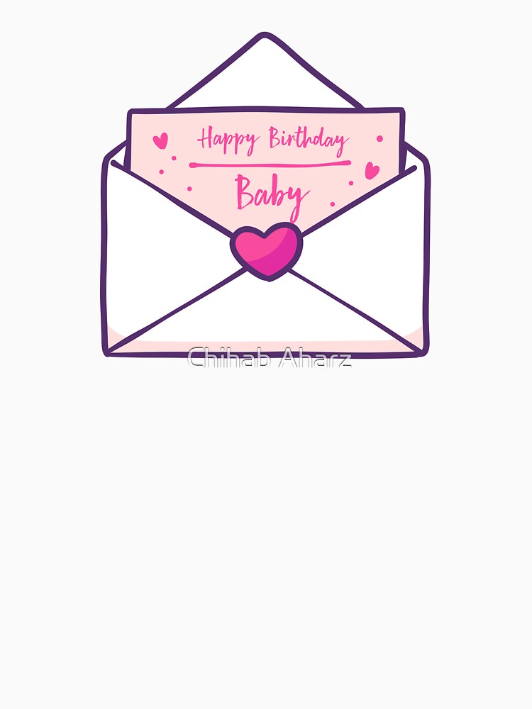 Happy Birthday Baby Name - Love Letter (Black) by  OKINTA