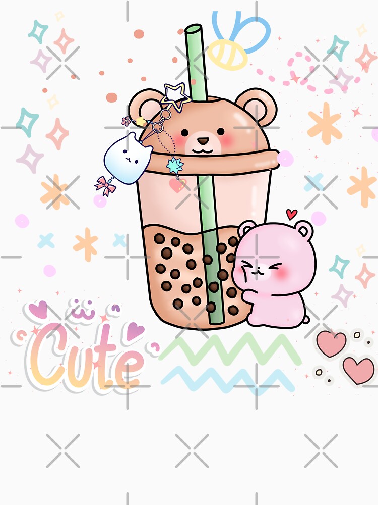 Cute Kawaii Bubble Tea – Pastel Pearl Milk Tea by L.C. Veil Studio
